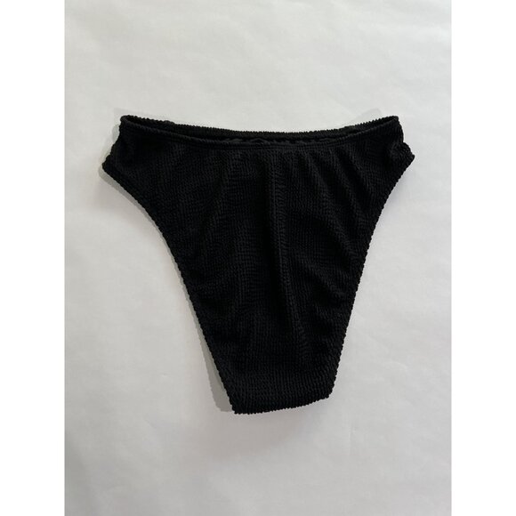 VICI Sea Voyage Textured Button Detail Bikini Bottom in Black - Picture 2 of 4